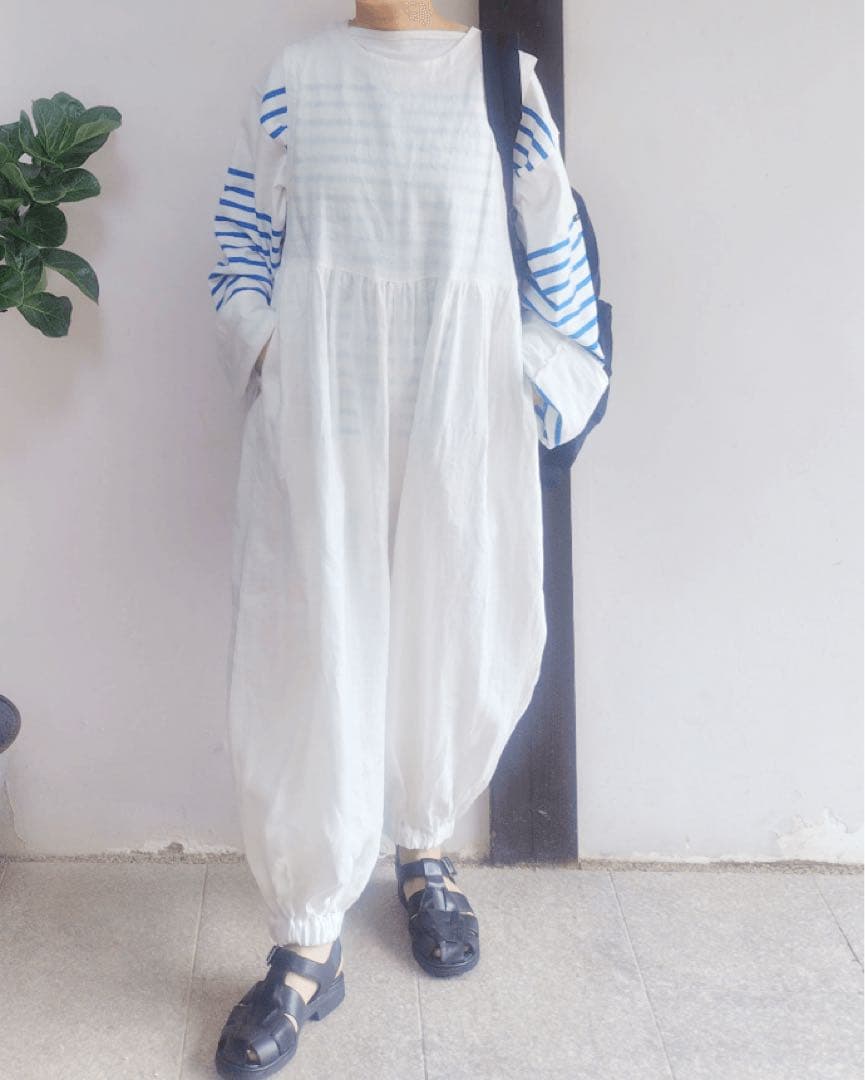 TUTIE. Sachiさんコラボ　リネンオールインワン　ホワイト　S-M