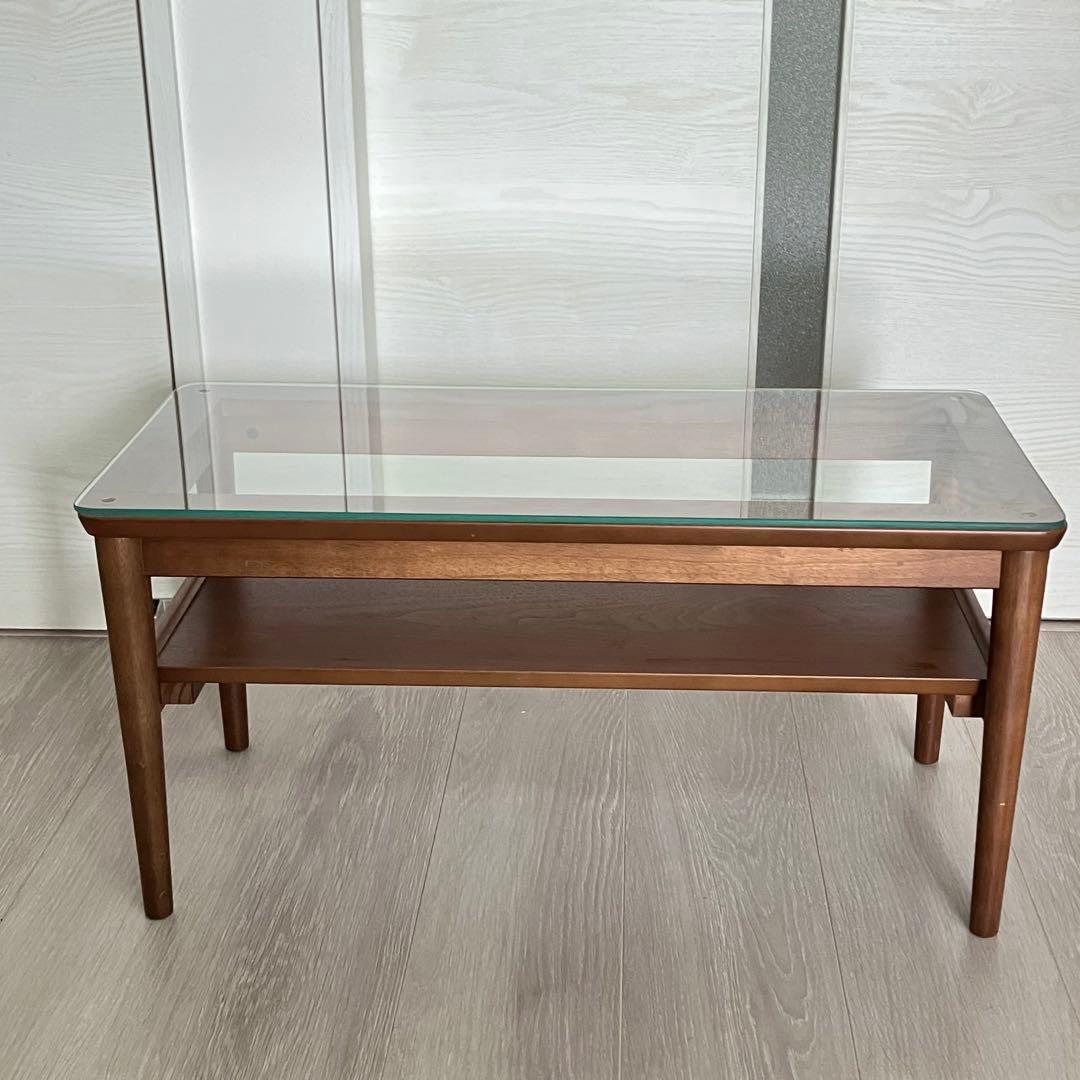 木製ローテーブル　ガラステーブル　セット　直接引取歓迎
