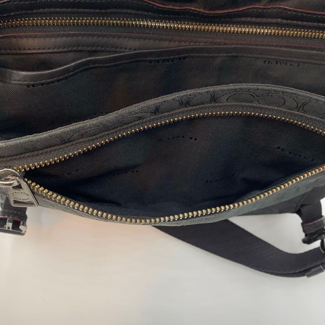 極美品 コーチ リビングトン シグネチャー レザー メッセンジャーバッグ メンズ