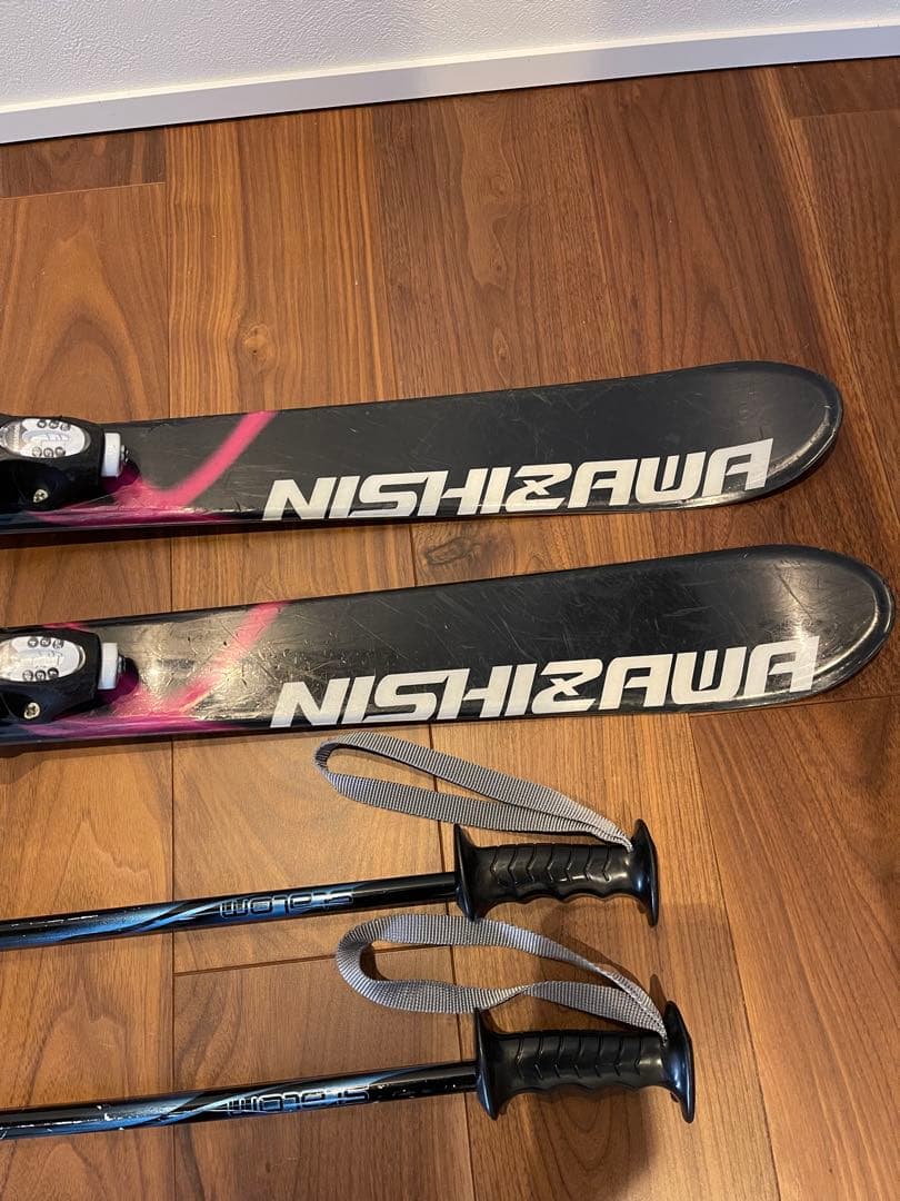 NISHIZAWA 子供用スキー板 120㎝　ストックセット ブラック ピンク