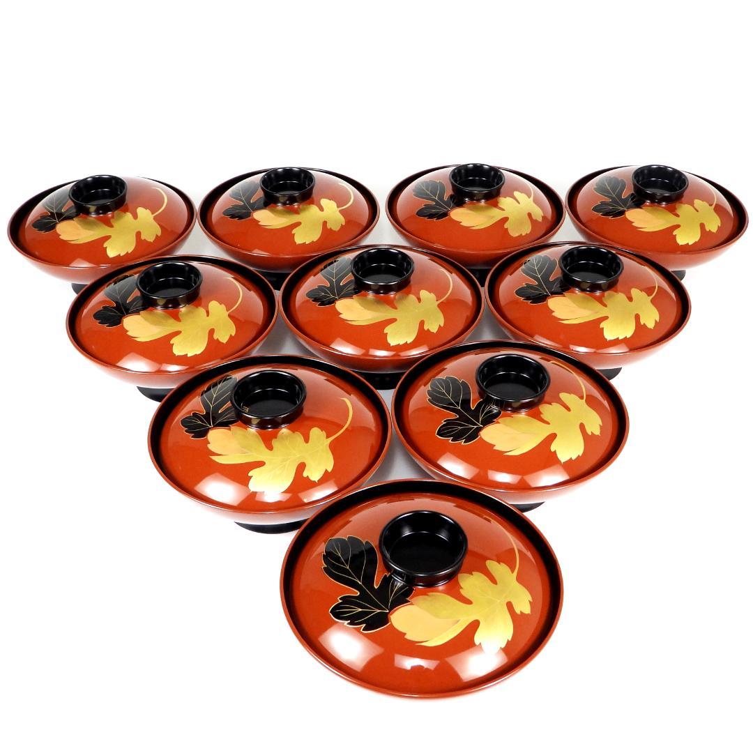 漆器　輪島塗　木製　蒔絵　吸物椀　蓋付椀　汁椀　10客