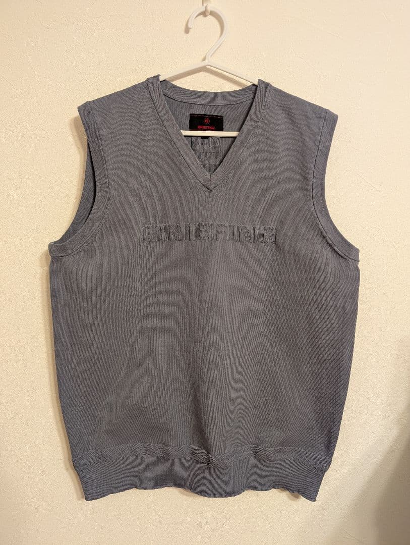BRIEFING グレー Vネックベスト Lサイズ