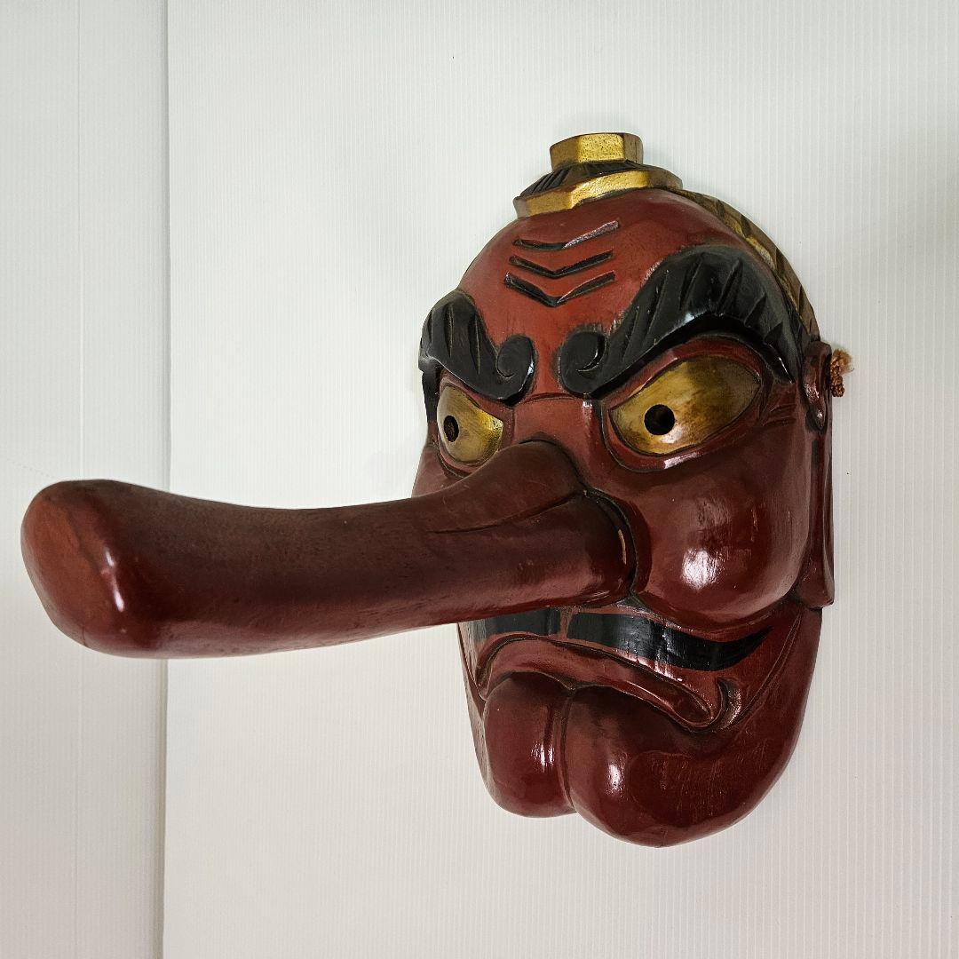 特大　天狗お面　天狗　面 お面　木製　木彫り　古民家　魔除け　縁起物