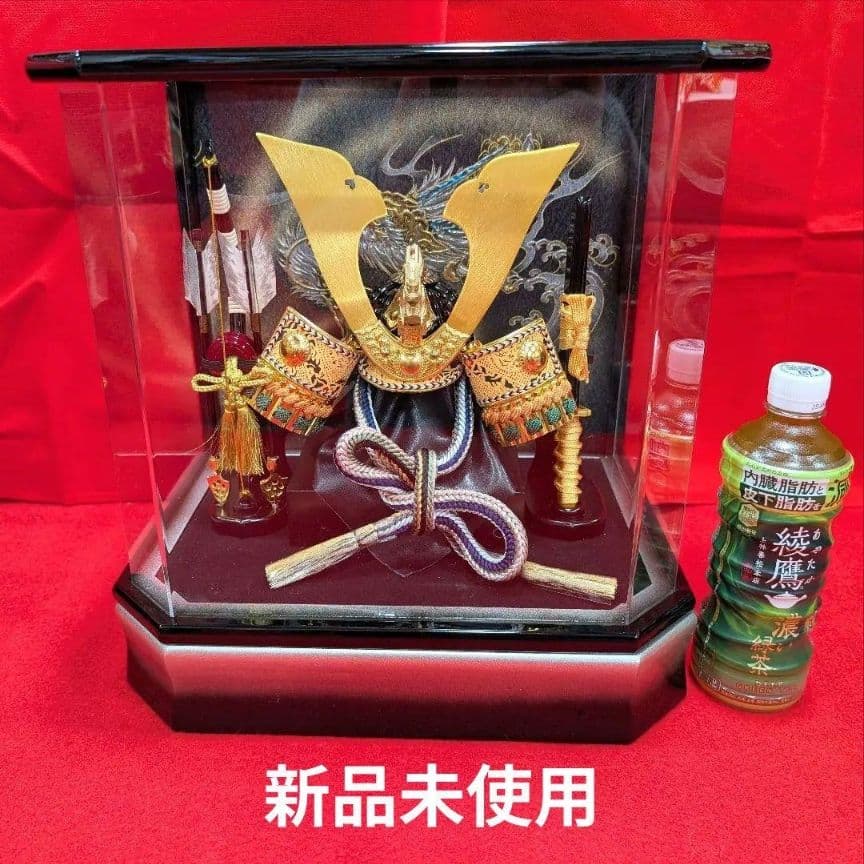 五月人形 兜飾り アクリルケース 六角変形 龍 縁起 銀色 シルバー 子どもの日