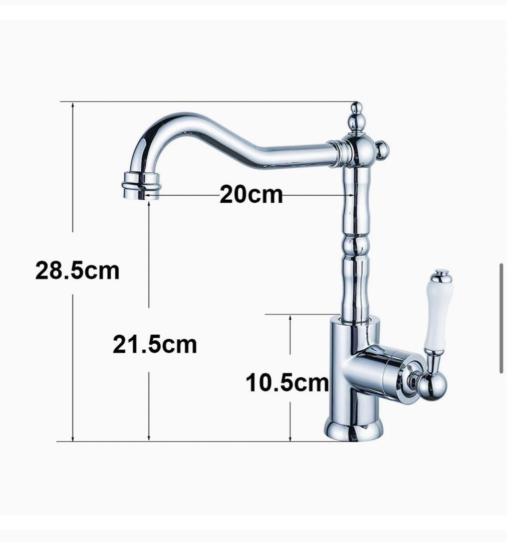 キッチンシンクの蛇口、ソリッド真鍮シングルハンドルキッチン蛇口