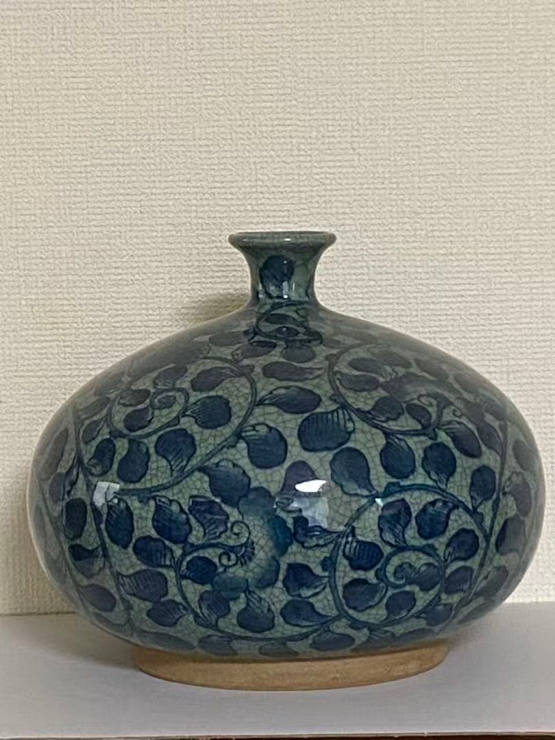 有田燒 伝統の染錦牡丹唐草花瓶 壺 時代物