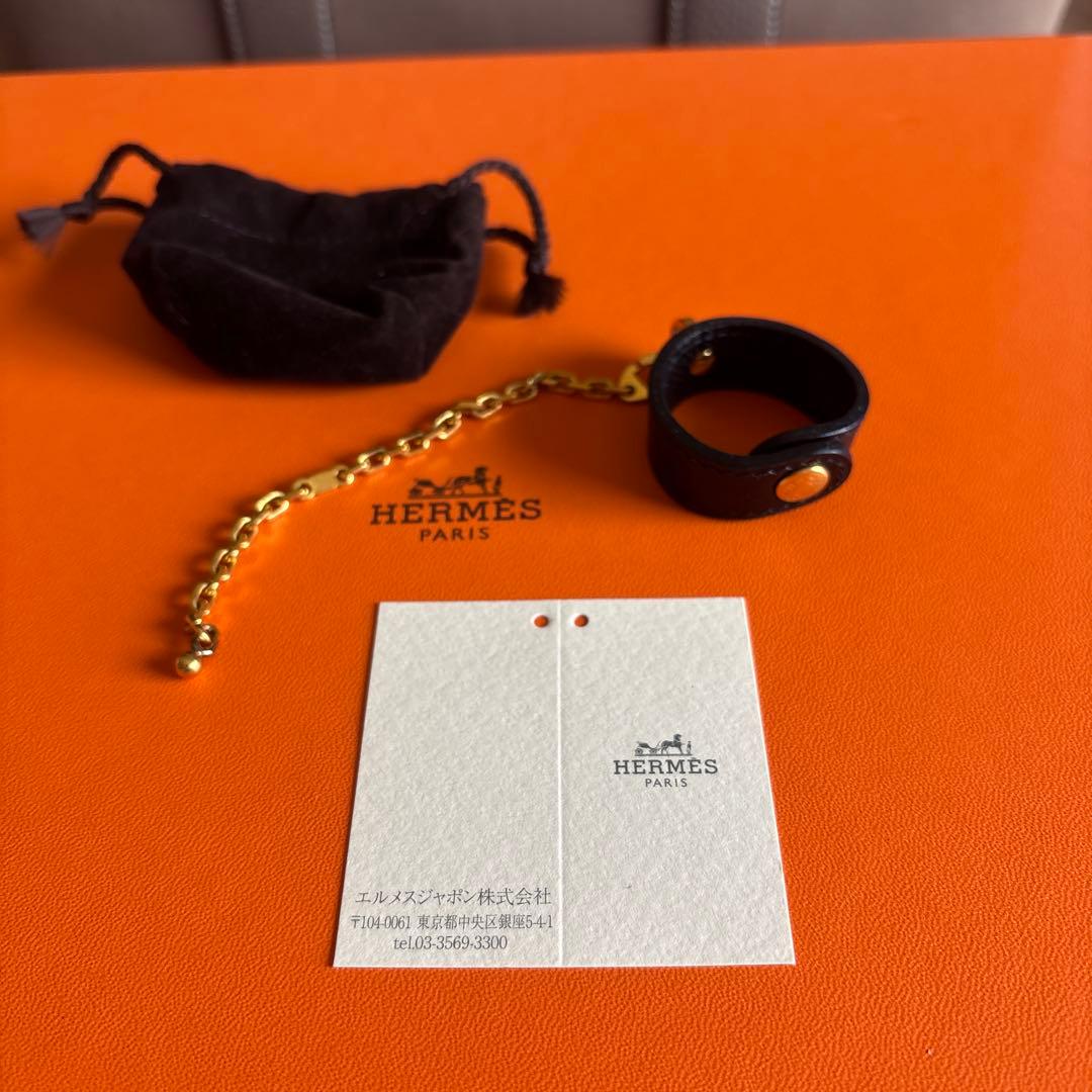 HERMES 黒レザー グローブホルダー