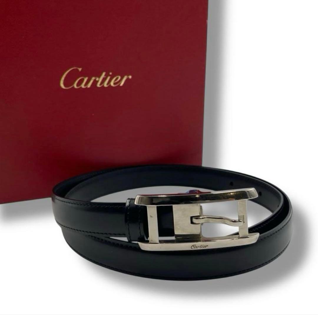 美品 Cartier カルティエ タンク ナローベルト ブラック レザー 黒