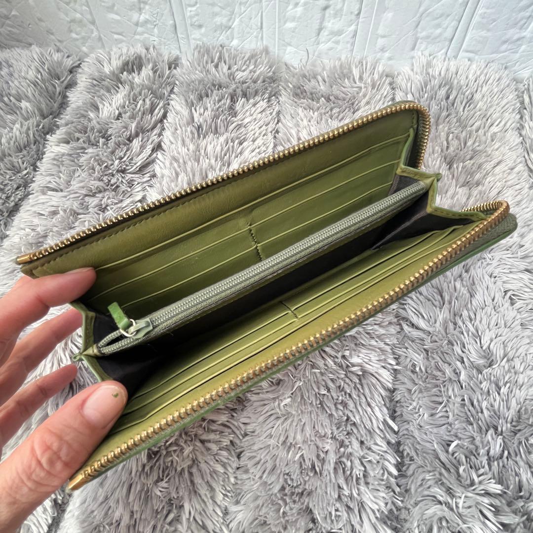 GUCCI ✨GGキャンバス　L字ファスナー　グリーン　長財布　ラウンドジップ