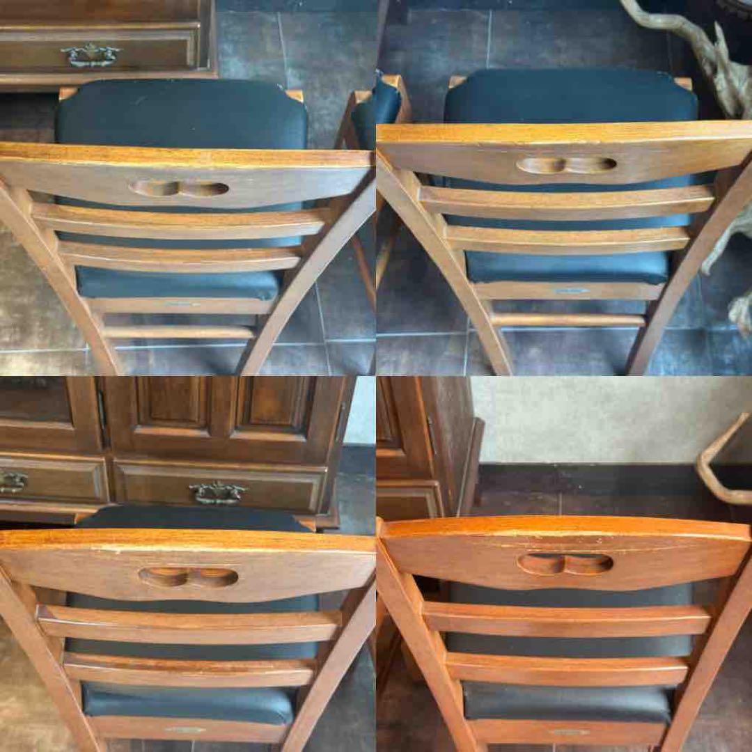 ヴィンテージチェア　座面ブラック　レザー　チェリー　レトロ　4脚セット　nz