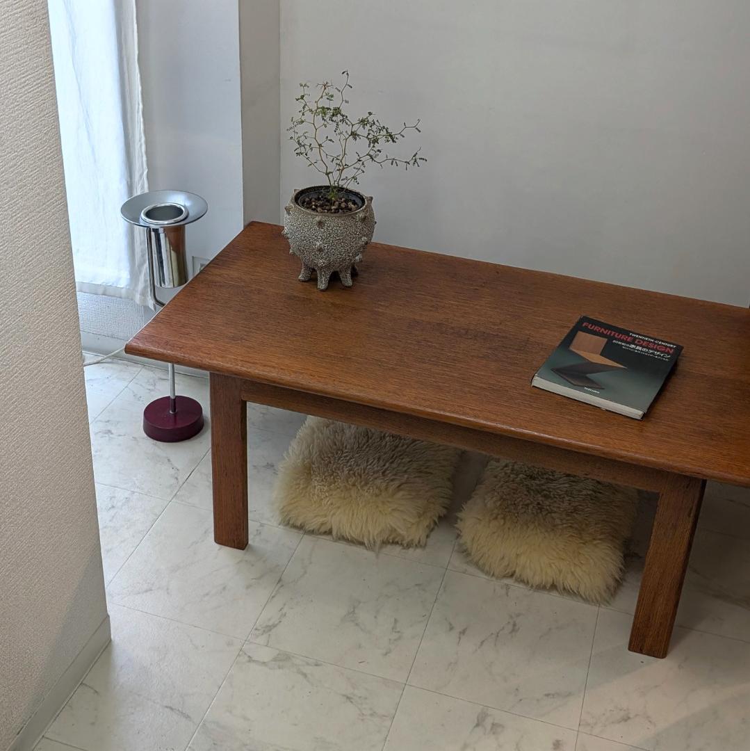 秋田木工 ナラ材 無垢 ローテーブル 70年代 ビンテージ ミッドセンチュリー