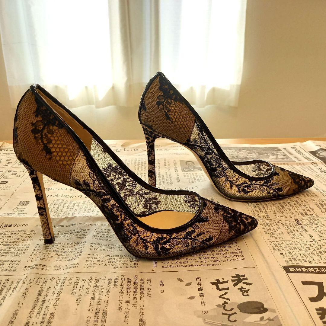 【美品】JIMMY CHOO レースパンプス 37 1/2 ROMY100