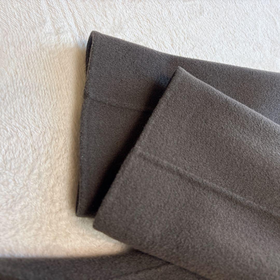 【美品✨️ウール】ノーブル リバーノーカラーコート ロングコート ブラウン 36