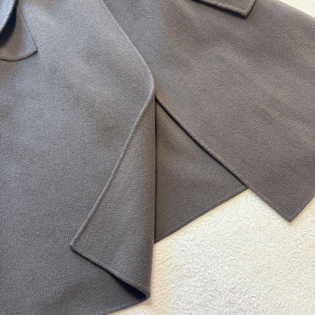 【美品✨️ウール】ノーブル リバーノーカラーコート ロングコート ブラウン 36