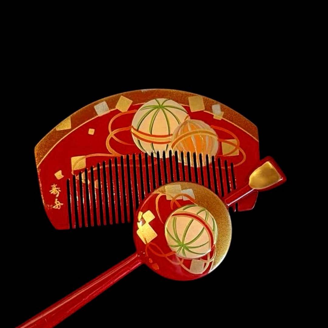 日本髪 髪飾り 七五三 (紅白) ３～５歳