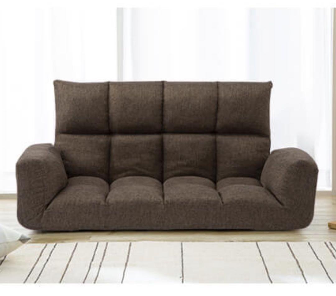 ソファ　リビングソファ　2人掛け　ローソファ　リクライニングソファ　ブラウン