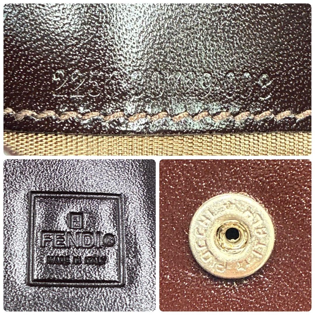極美品 FENDI ズッカ 二つ折り財布 コンパクトウォレット キャンバス 財布