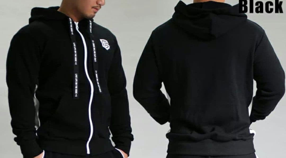 EGDE SHIELD LOGO サイドライン切り替え スウェットパーカー S