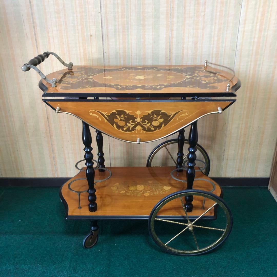 イタリア製　バタフライキッチンワゴン　アンティーク　ワゴン　ビンテージ　象嵌細工