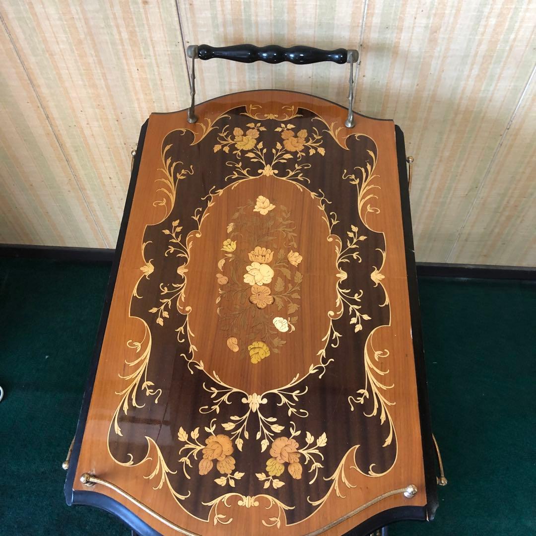 イタリア製　バタフライキッチンワゴン　アンティーク　ワゴン　ビンテージ　象嵌細工