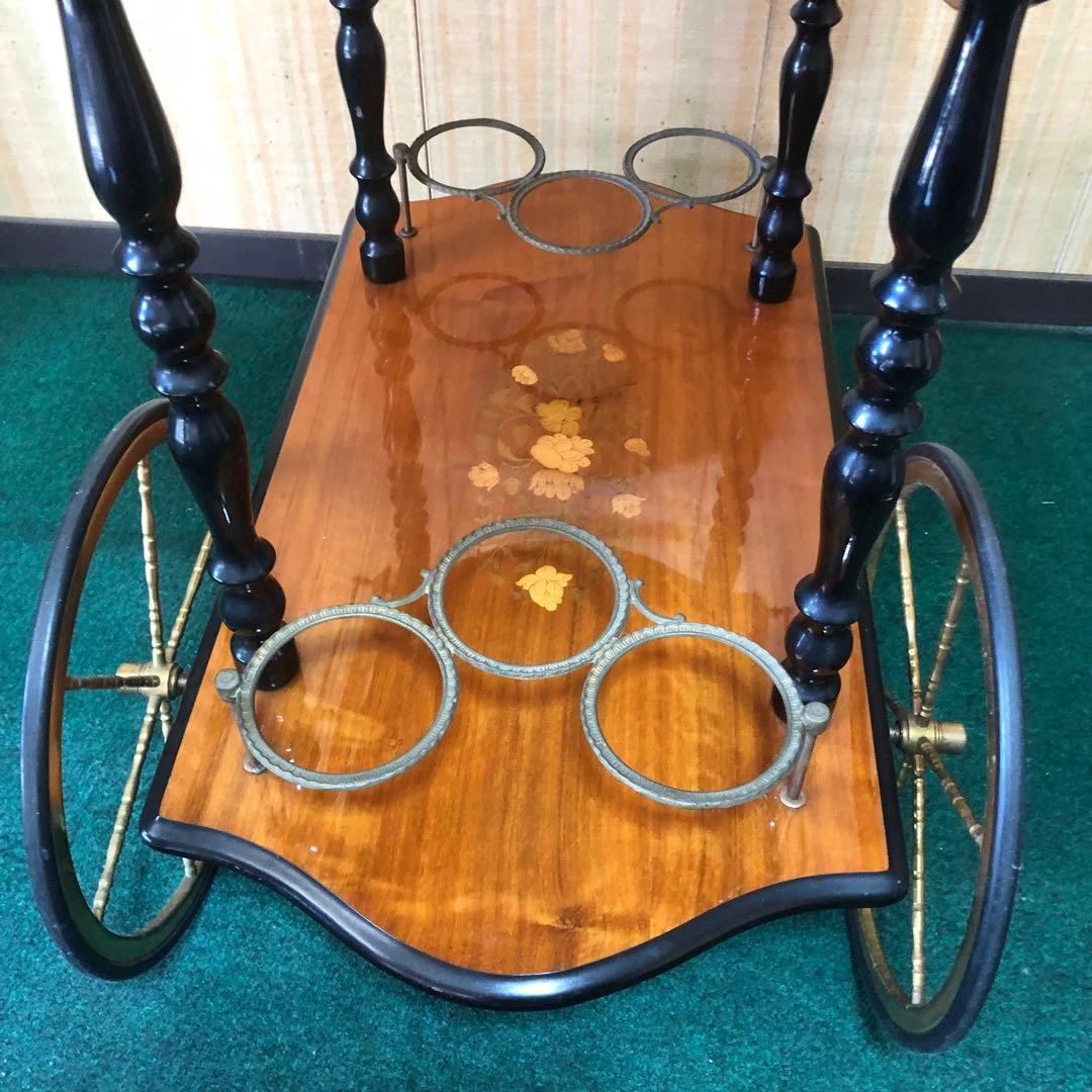 イタリア製　バタフライキッチンワゴン　アンティーク　ワゴン　ビンテージ　象嵌細工