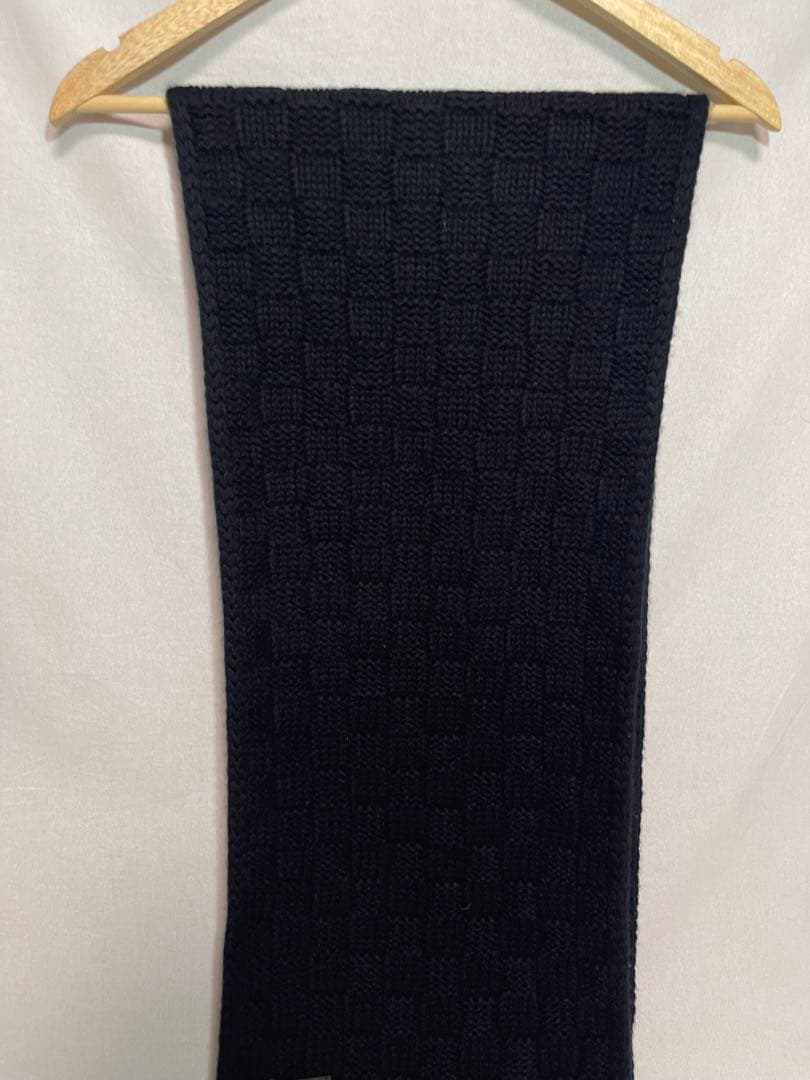 ★LOUIS VUITTON★カシミヤ★ニット マフラー★ダミエ★ブラック★LV
