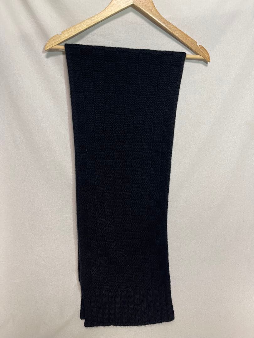 ★LOUIS VUITTON★カシミヤ★ニット マフラー★ダミエ★ブラック★LV