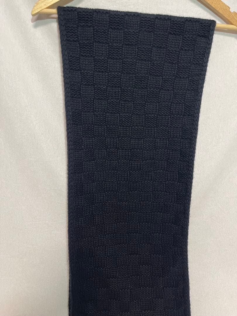 ★LOUIS VUITTON★カシミヤ★ニット マフラー★ダミエ★ブラック★LV