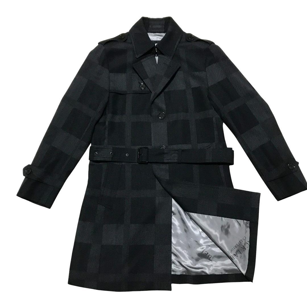 【極美品】ブラックレーベル チェック ウール トレンチコート