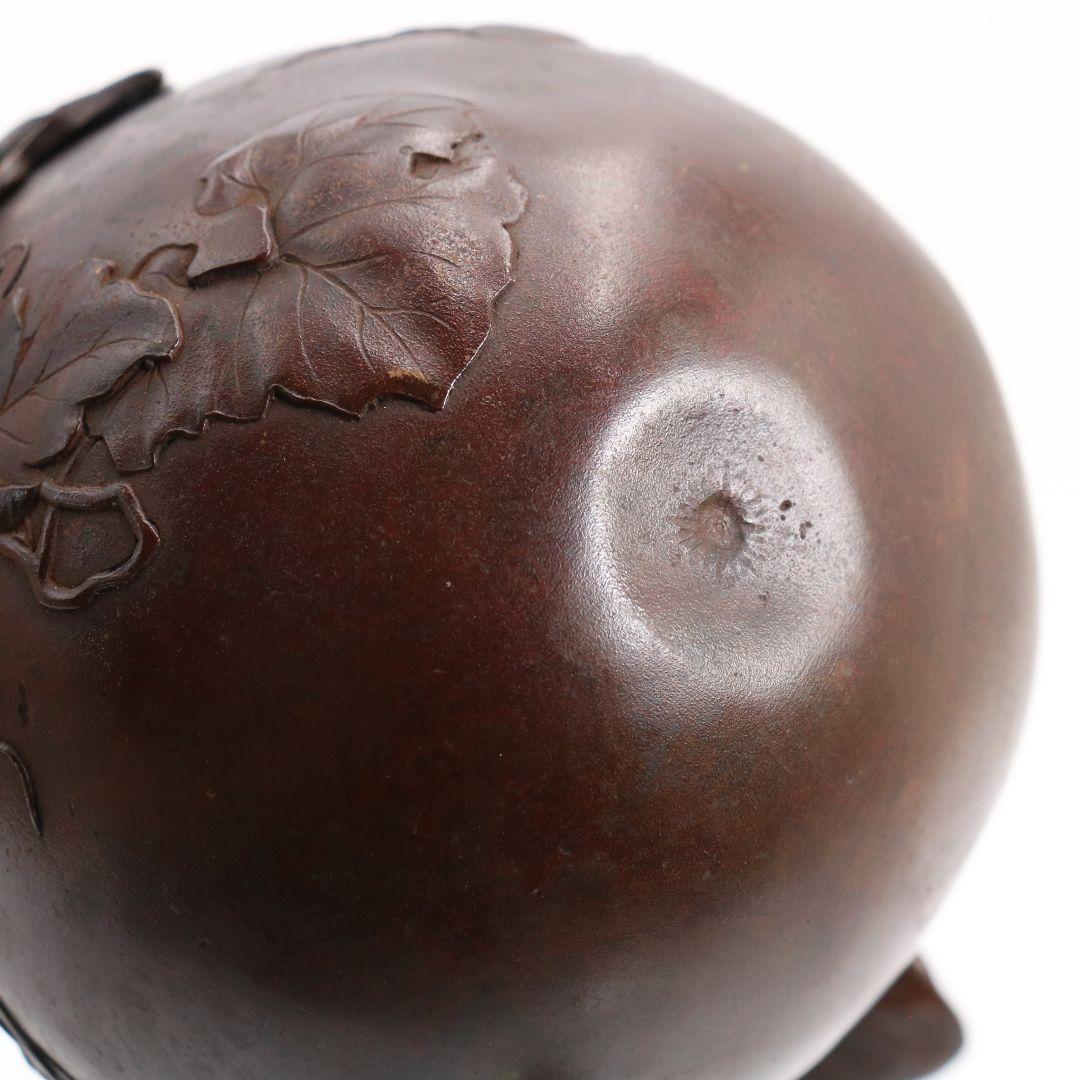 鋳師 金森浄栄作 鋳銅 瓢花入 高岡銅器 共箱　AW827　Z1