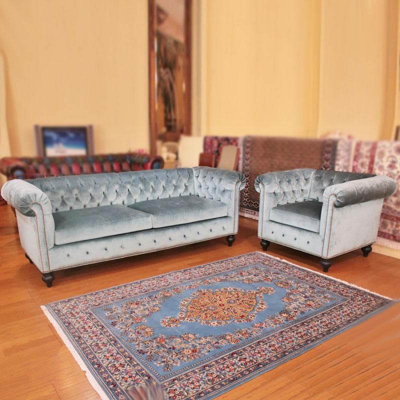 ベルベット ソファセット グリーン 3人がけ 122-340