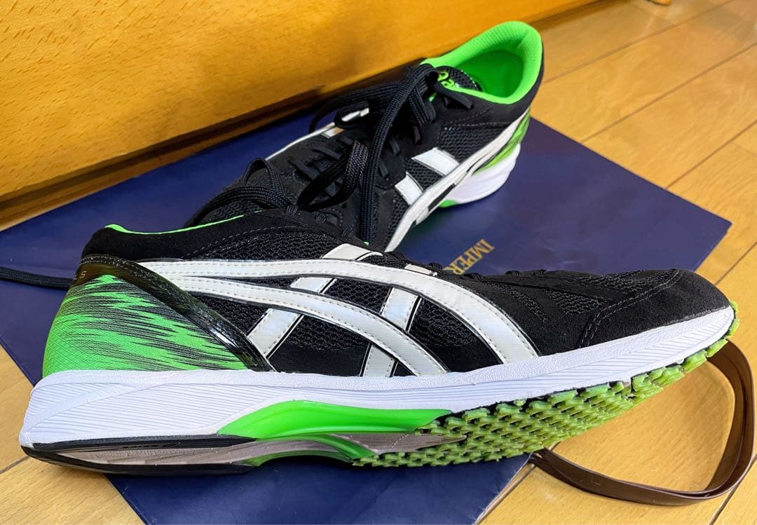 A美品アシックスターサージールランニングシューズ軽量ブラック×グリーン27