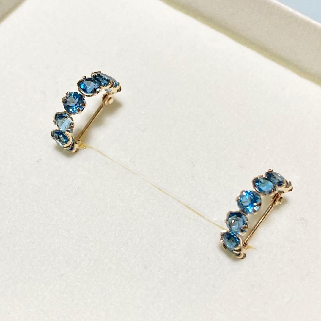 cui-cui K10YG ロンドンブルートパーズ スナップフープピアス｜未使用