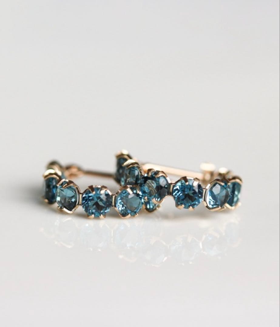 cui-cui K10YG ロンドンブルートパーズ スナップフープピアス｜未使用