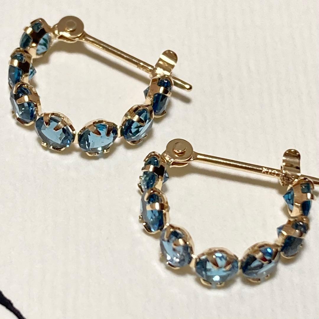 cui-cui K10YG ロンドンブルートパーズ スナップフープピアス｜未使用