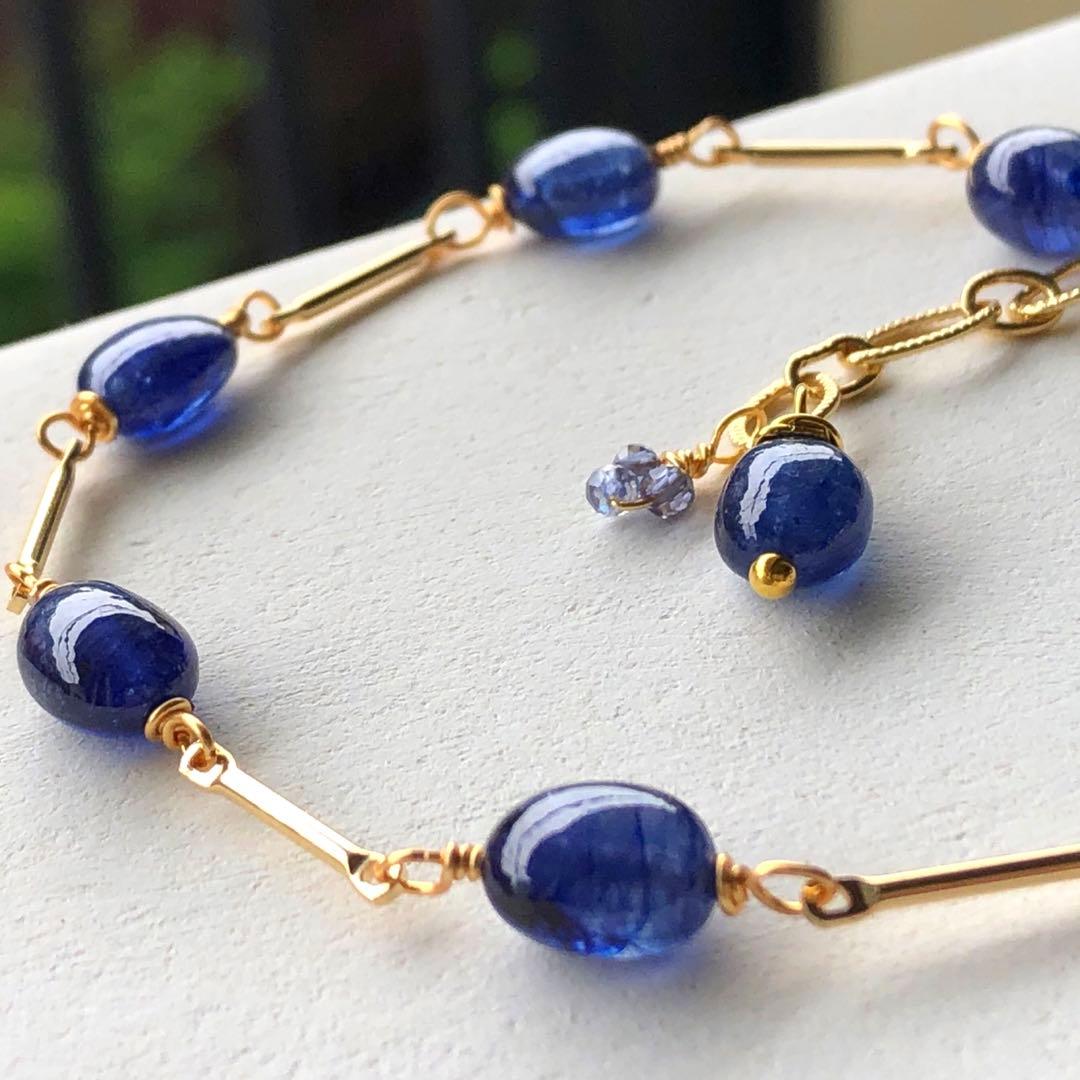 天然石♡大粒♡鮮やか極上ブルーサファイアのブレスレット14kgf