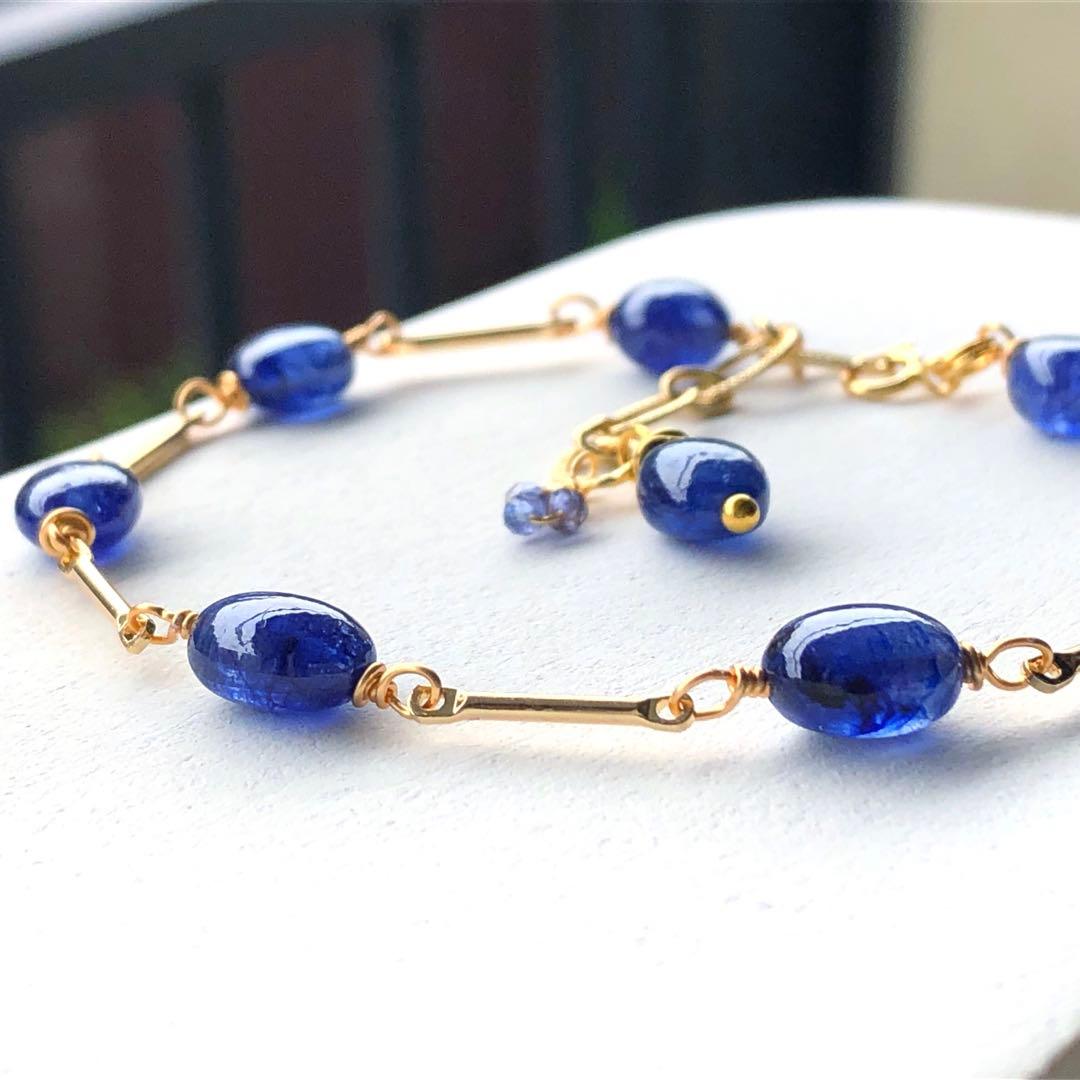 天然石♡大粒♡鮮やか極上ブルーサファイアのブレスレット14kgf