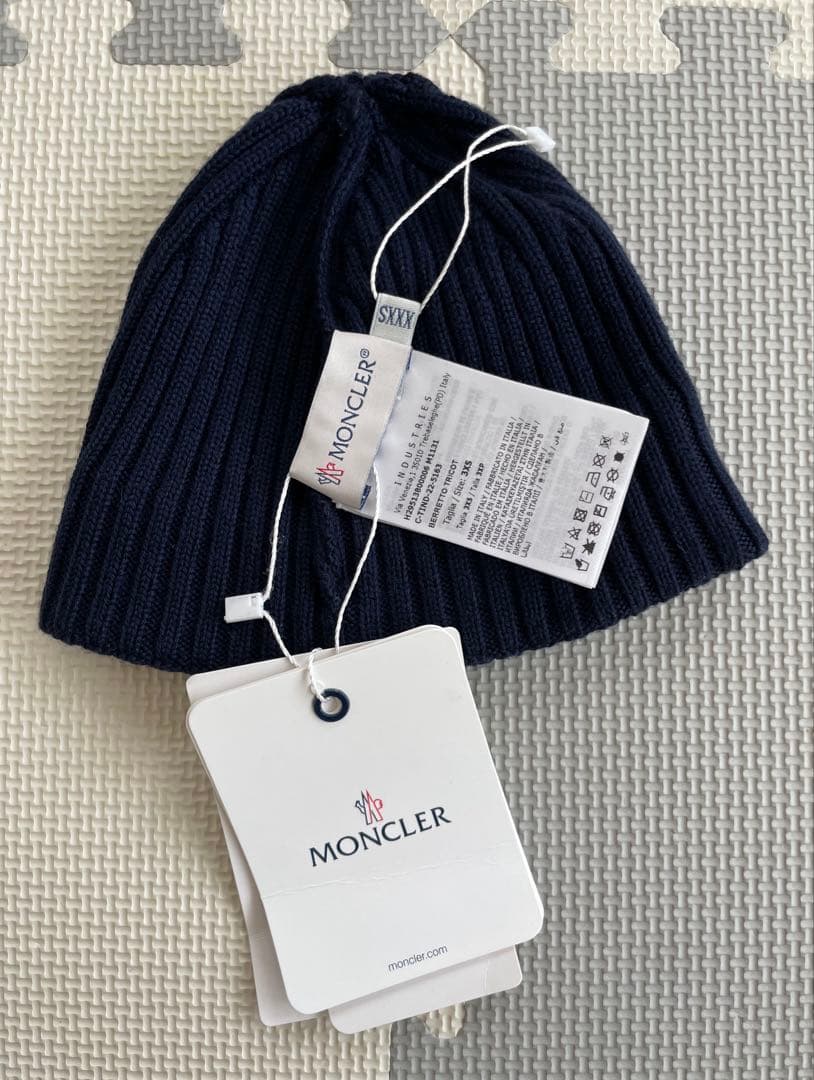 【タグ付き新品】MONCLER★正規品 ベビー　ネイビー ニット帽 XXXS
