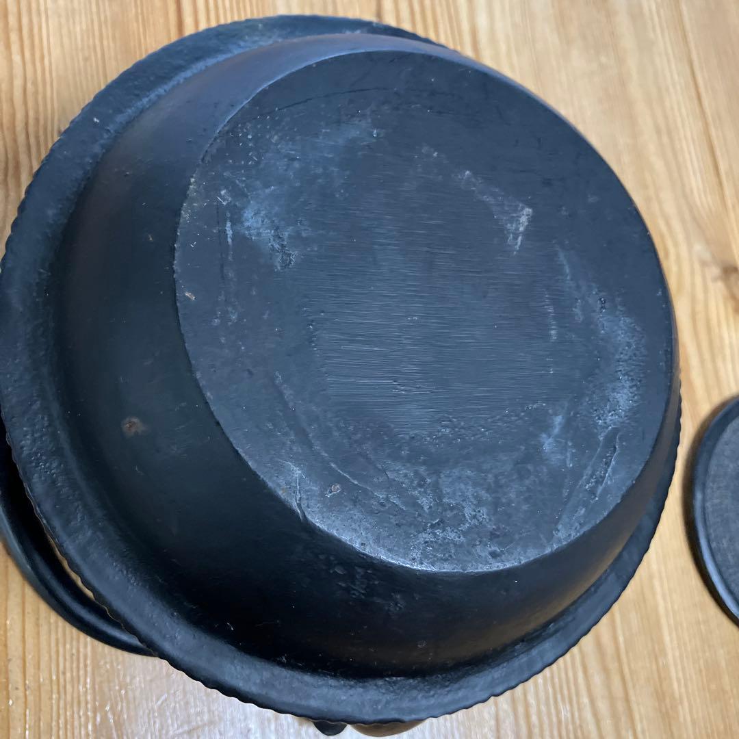 黒　南部鉄瓶 　あられ　松ぼっくり　童仙人作