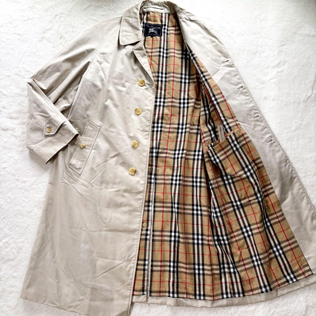 バーバリーズ　ステンカラーコート　ノバチェック　ベージュ　着用感XL