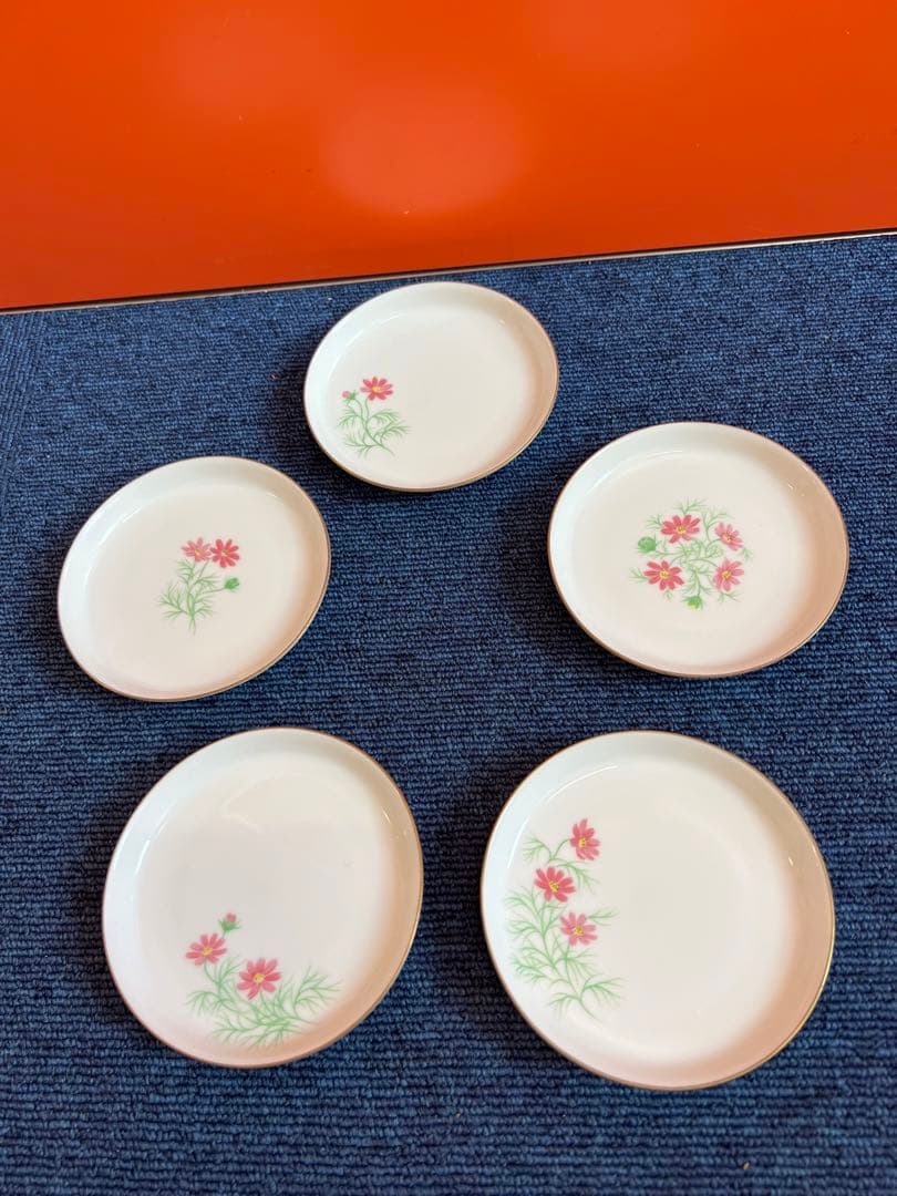 1402 深川製磁　金彩草花　小皿　5客　未使用
