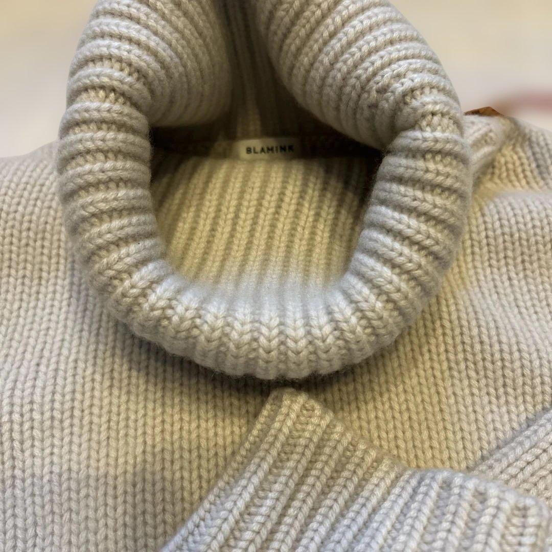 BLAMINK グレージュ　38 カシミヤ　タートルネック セーター