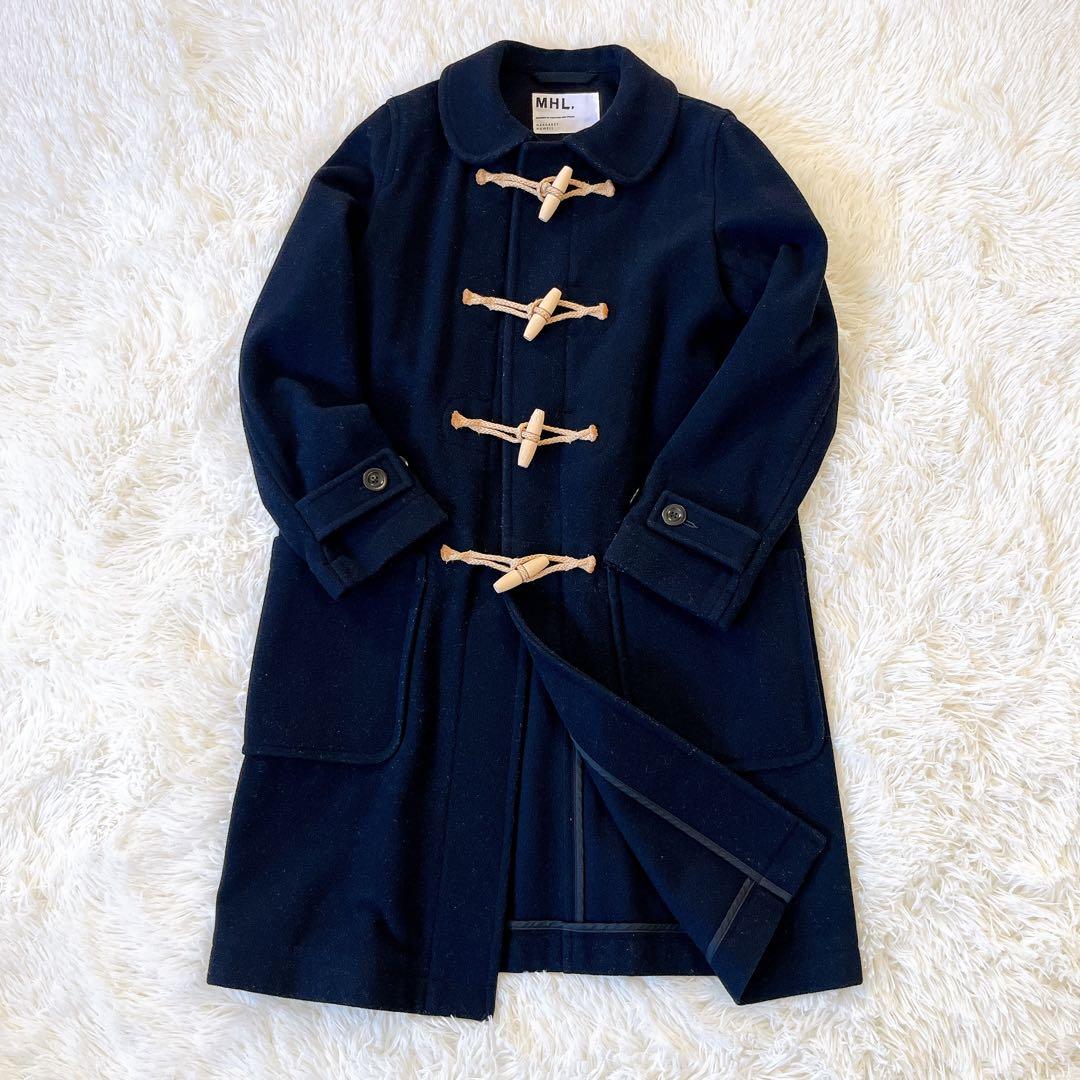 MHL. マーガレットハウエル 丸襟 ダッフルコート トグルボタン ウール 濃紺