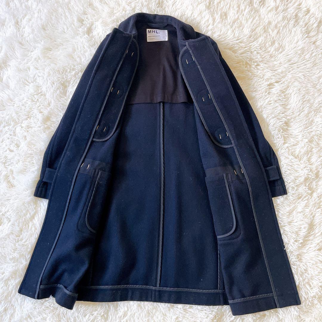 MHL. マーガレットハウエル 丸襟 ダッフルコート トグルボタン ウール 濃紺