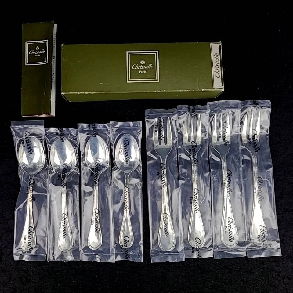 ◆未使用◆クリストフル　パール　8本セット　ケーキフォーク　コーヒースプーン