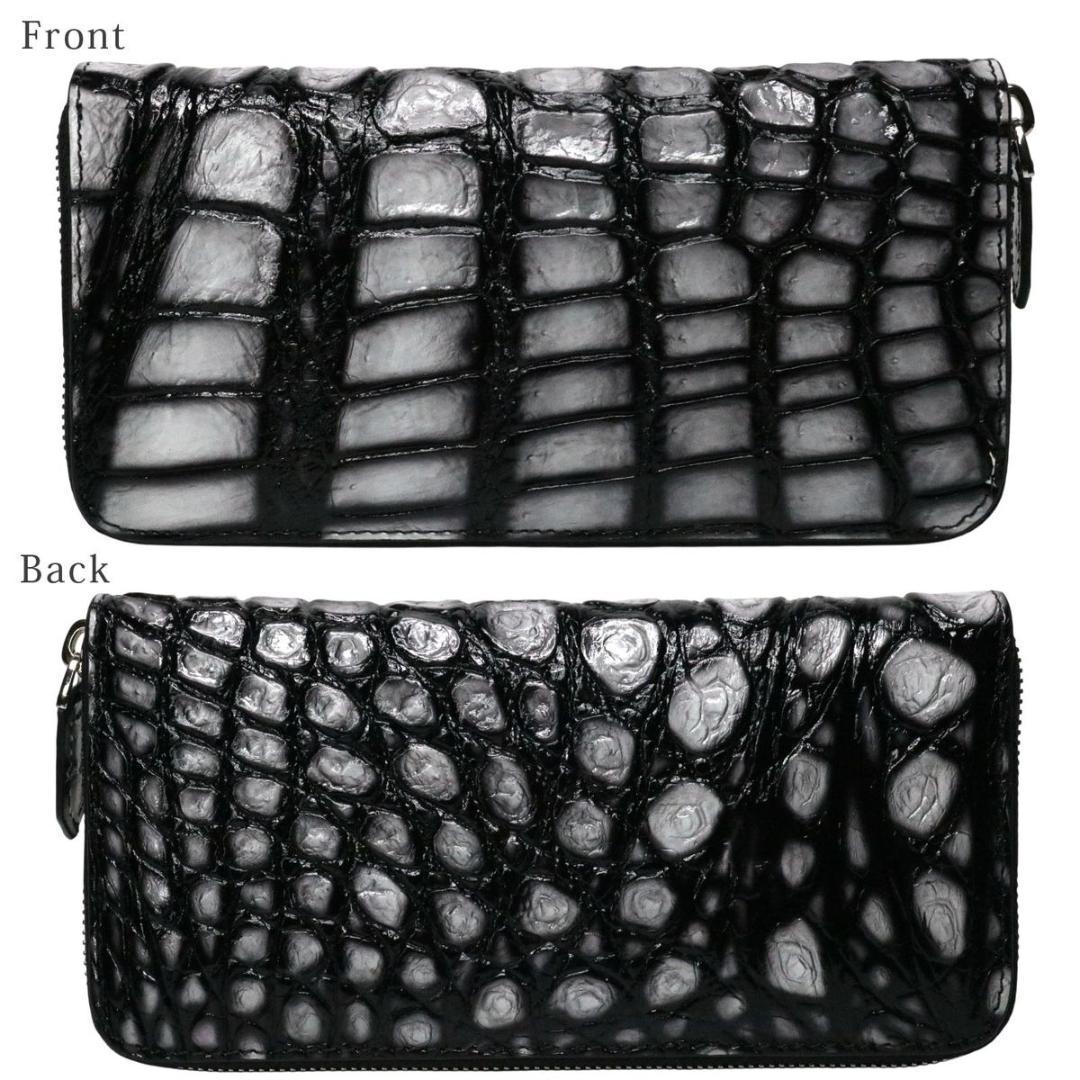 80X クロコダイル 脇腹 長財布 メンズ レディース 人気カラー グレー 灰色