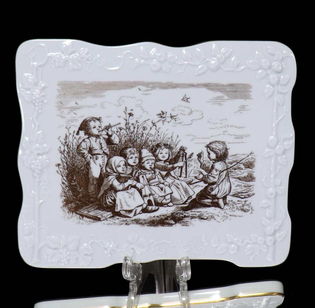 マイセン 世界限定版 1級品 壁掛け飾り皿 プラーク 金彩 音楽を奏でる子供たち