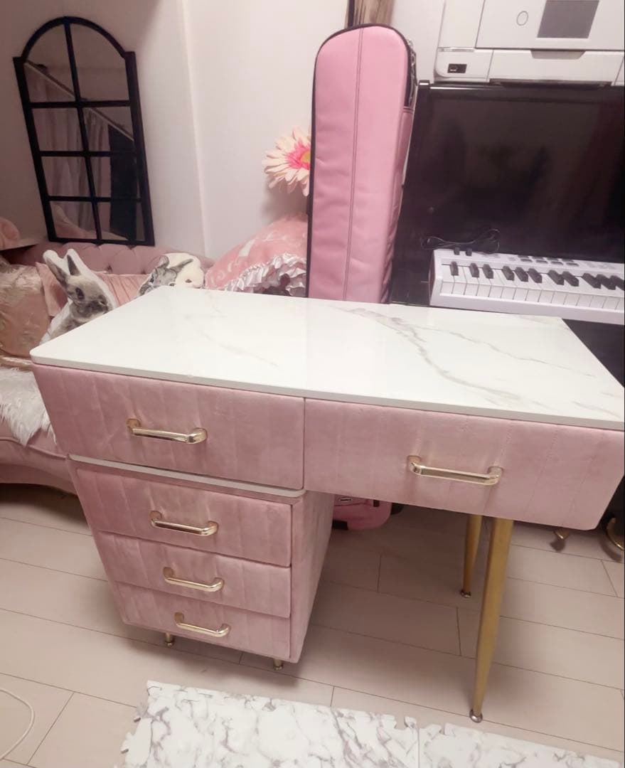 大理石 ピンク ドレッサー ＆チェスト セット