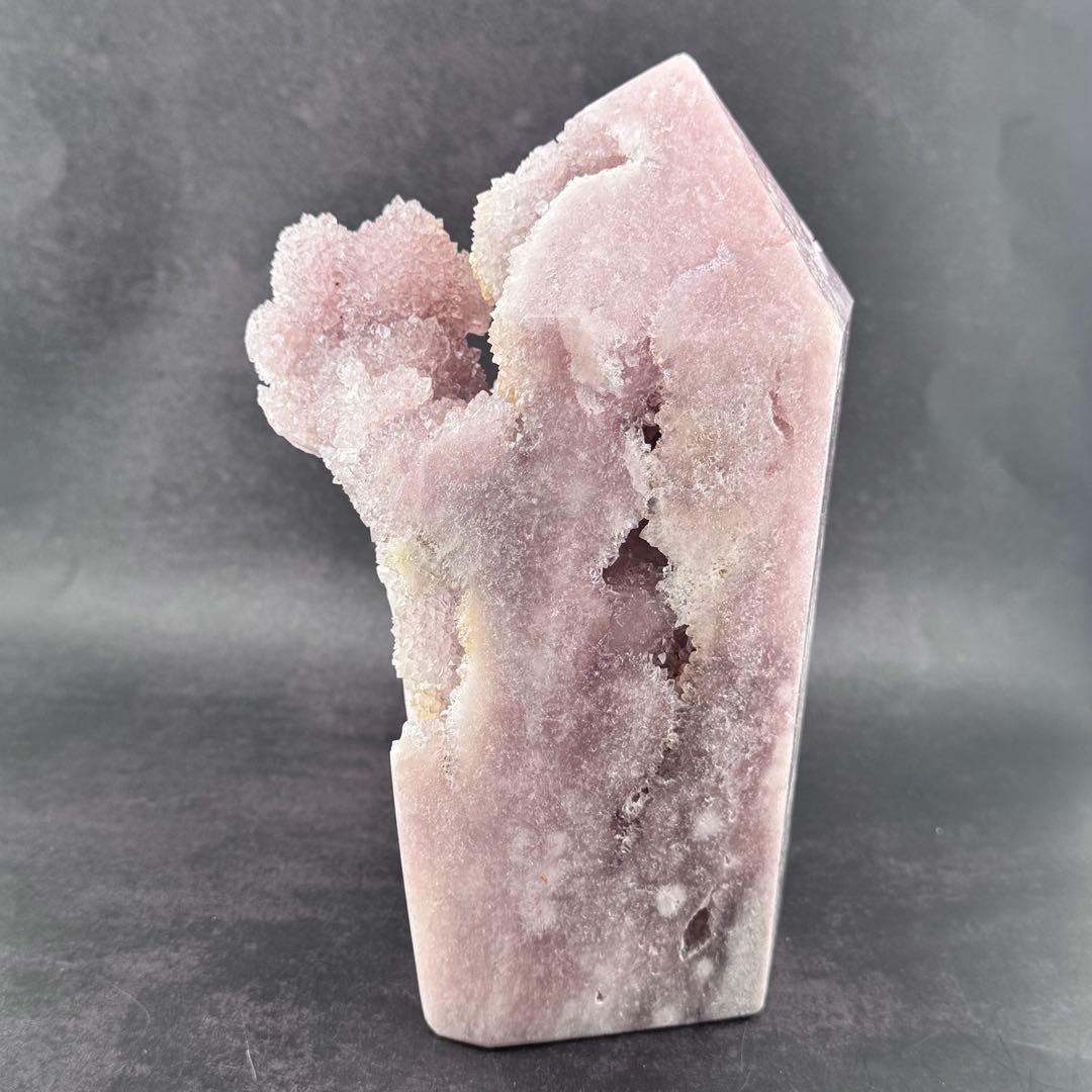 G-164 希少 大型ピンクアメジスト ドゥルージー クォーツ ポイント 原石