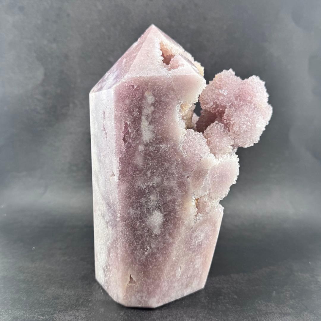 G-164 希少 大型ピンクアメジスト ドゥルージー クォーツ ポイント 原石